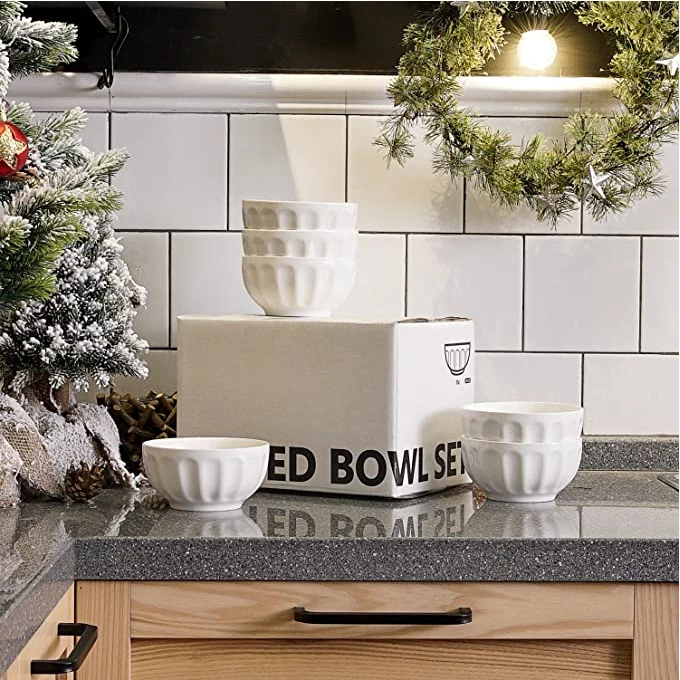 Discount ๐ Sweese White Fluted Porcelain Bowls, Set of 6 โญ 3 Discount ๐ Sweese White Fluted Porcelain Bowls, Set of 6 โญ - Image 3