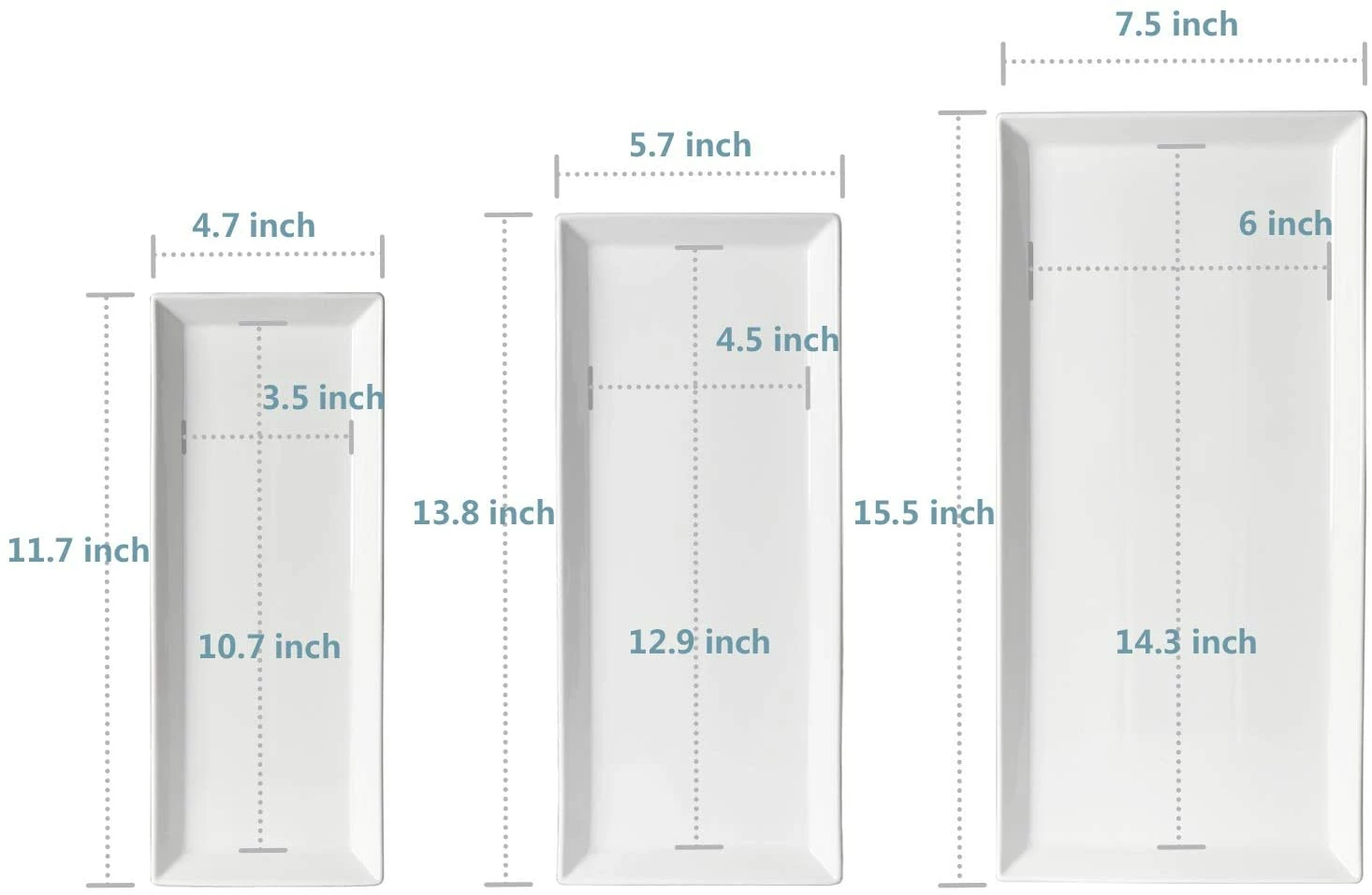 Wholesale ❤️ Sweese Porcelain Rectangular Platters, Set of 3 🎉 3 Wholesale ❤️ Sweese Porcelain Rectangular Platters, Set of 3 🎉 - Image 3