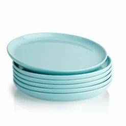 Wholesale 💯 Sweese Turquoise Round Porcelain Plates, Set of 6 🔥