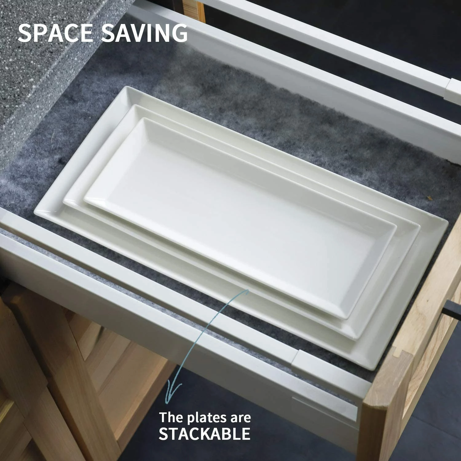 Wholesale ❤️ Sweese Porcelain Rectangular Platters, Set of 3 🎉 2 Wholesale ❤️ Sweese Porcelain Rectangular Platters, Set of 3 🎉 - Image 2