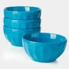 Best Pirce 👍 Sweese Steel Blue Porcelain Fluted Bowls, Set of 4 🎁