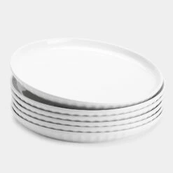 Outlet 🤩 Sweese White Fluted Round Porcelain Plates 🥰