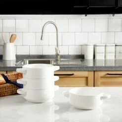 Wholesale 😍 Sweese Porcelain Soup Bowls with Handles 🔔 -SWEESE Shop Lug soup bowl set 4 white