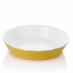 Outlet 🎁 Sweese Color Porcelain Pie Plate with Ruffled Edge 👏 -SWEESE Shop PiePan 9inch Yellow