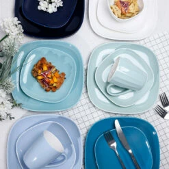 Promo 🧨 Sweese Blue Assorted Square Porcelain Plates 🎉 -SWEESE Shop Square dinner plate set 6 blue series ad791387 785c 48cc aa21 d043d5ee7911