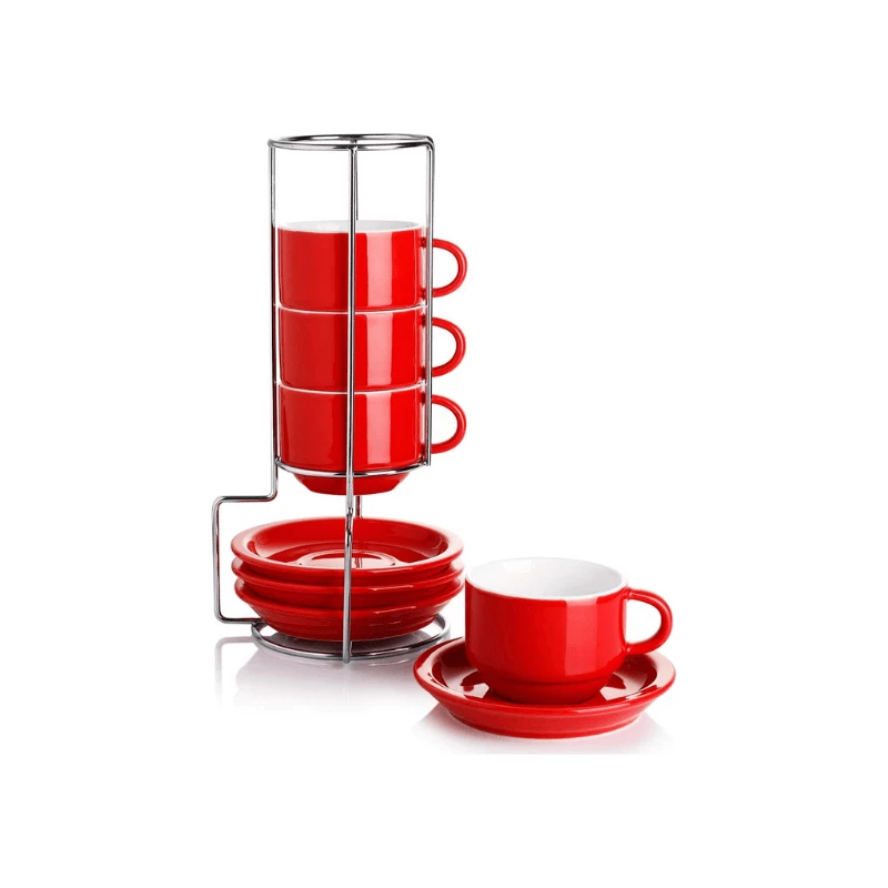 Best Sale ๐ Sweese Stackable Coffee Cups with Saucers and Metal Stand โญ 6 Best Sale ๐ Sweese Stackable Coffee Cups with Saucers and Metal Stand โญ - Image 6