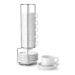 Best reviews of 👍 Sweese Porcelain Stackable Coffee Cups with Saucers and Metal Stand 😉