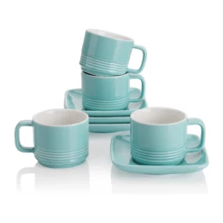 Coupon 🥰 Sweese Square Porcelain Espresso Cups with Saucers 👍