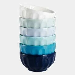 Discount ✔️ Sweese Blue Assorted Fluted Porcelain Bowls 🤩